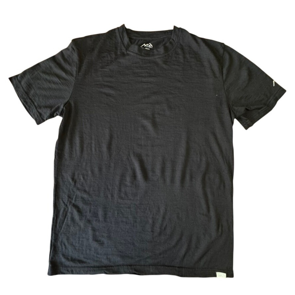 MERINO TECH Lite Mens T-Shirt L Large Black Lightweight Wool Base Layer Tee Top